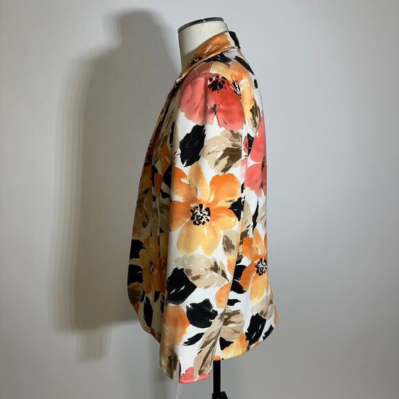 NWT Alfred Dunner Peach Tropical Floral Blazer Suit Jacket Womens Size 8 Career - Picture 5 of 11
